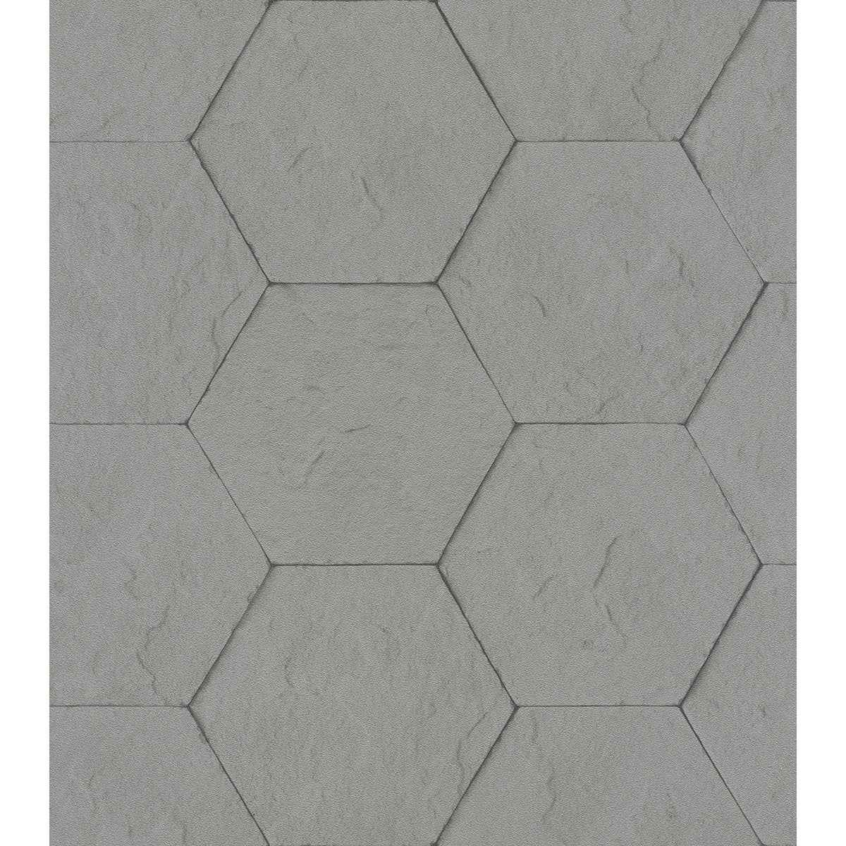 Bascom Dark Grey Stone Hexagon Wallpaper - York Wallcoverings - 4015-427127 - York Wallcoverings Wallpaper