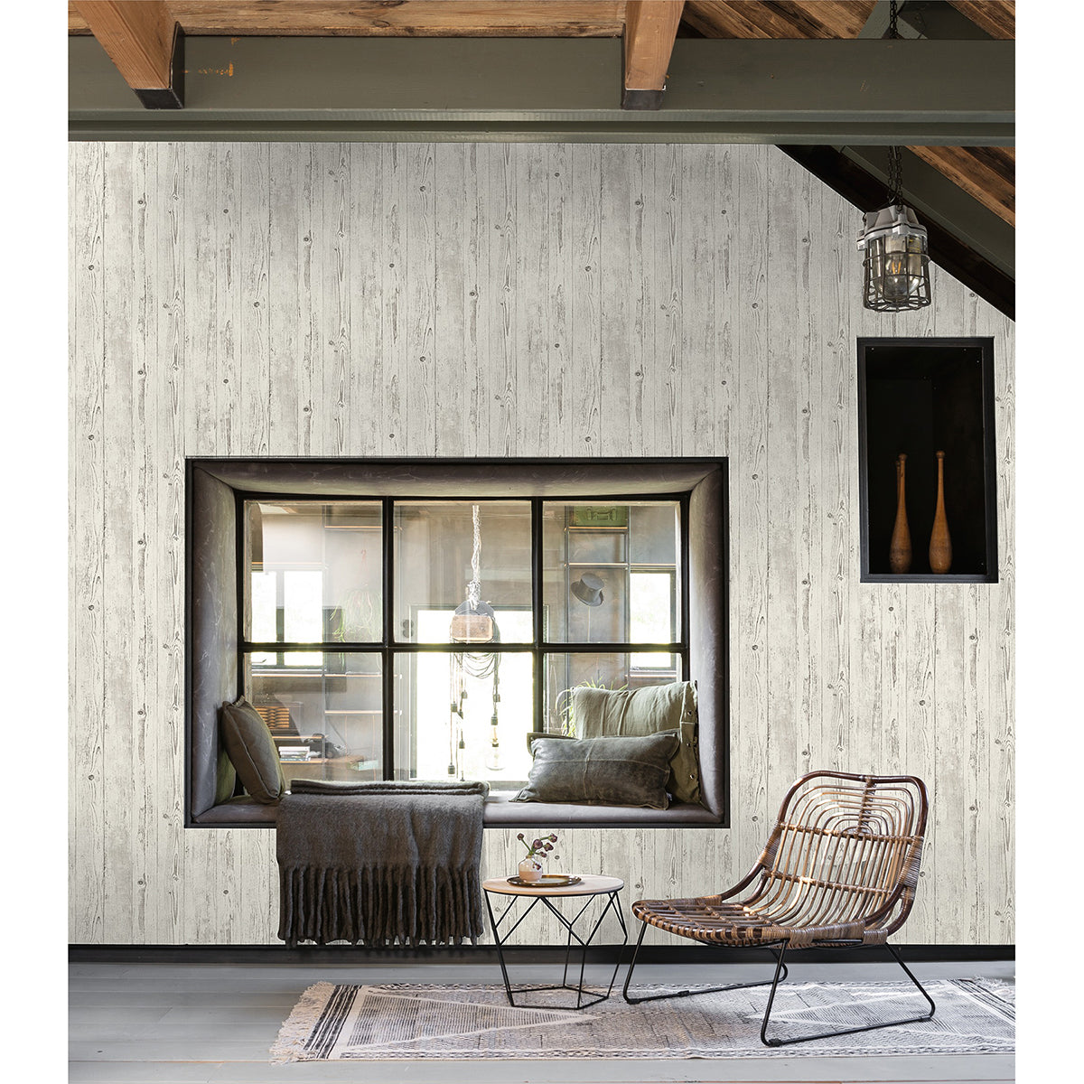 Albright White Weathered Oak Panels Wallpaper  | Brewster Wallcovering - The WorkRm