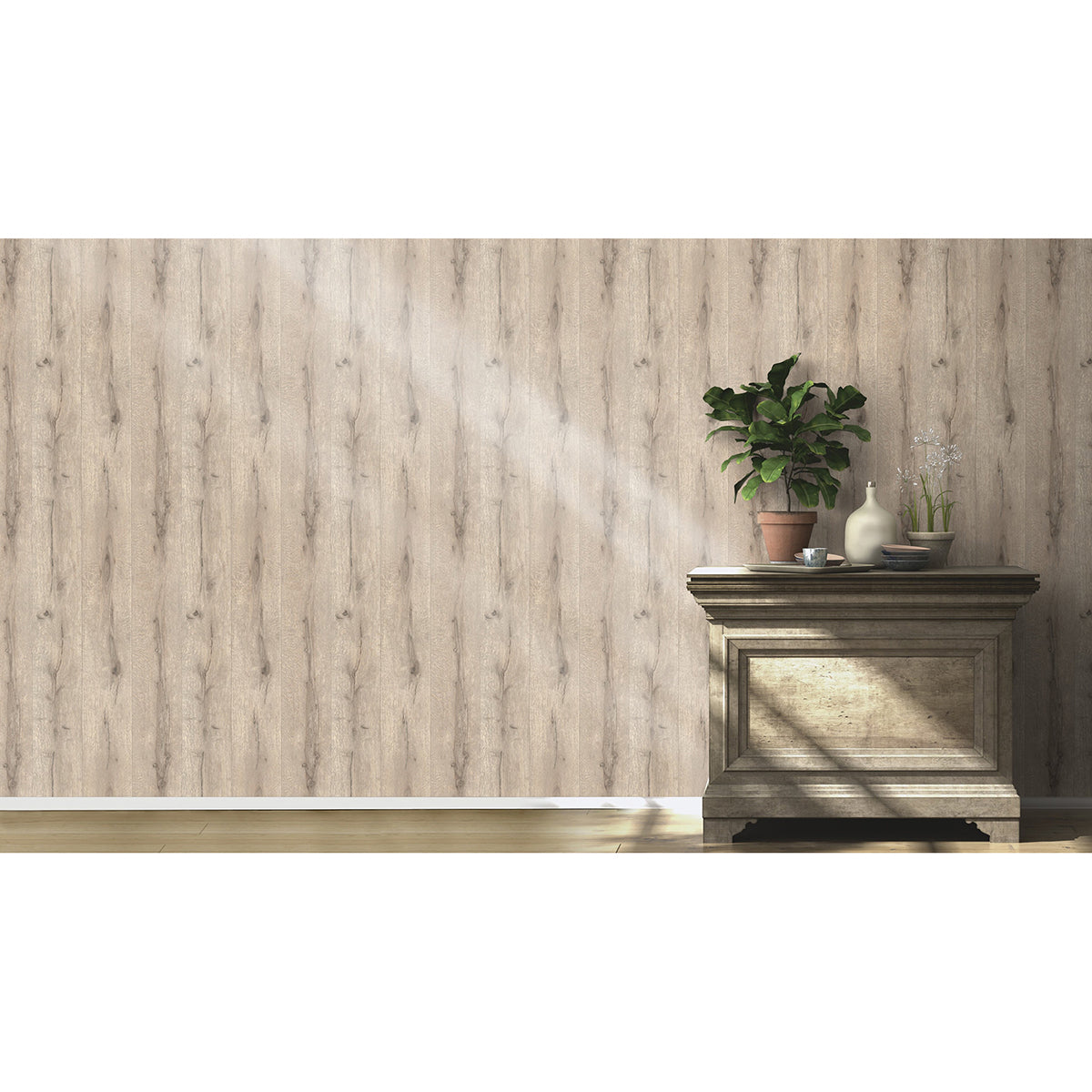 Appalacian Taupe Wood Planks Wallpaper - Brewster Wallcovering