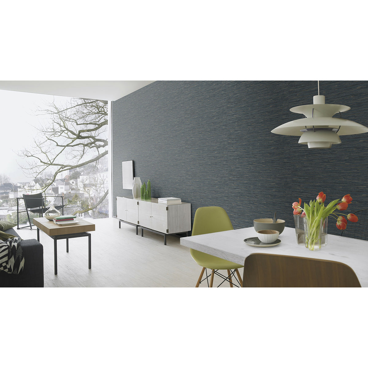 Hutton Dark Blue Tile Wallpaper  | Brewster Wallcovering - The WorkRm