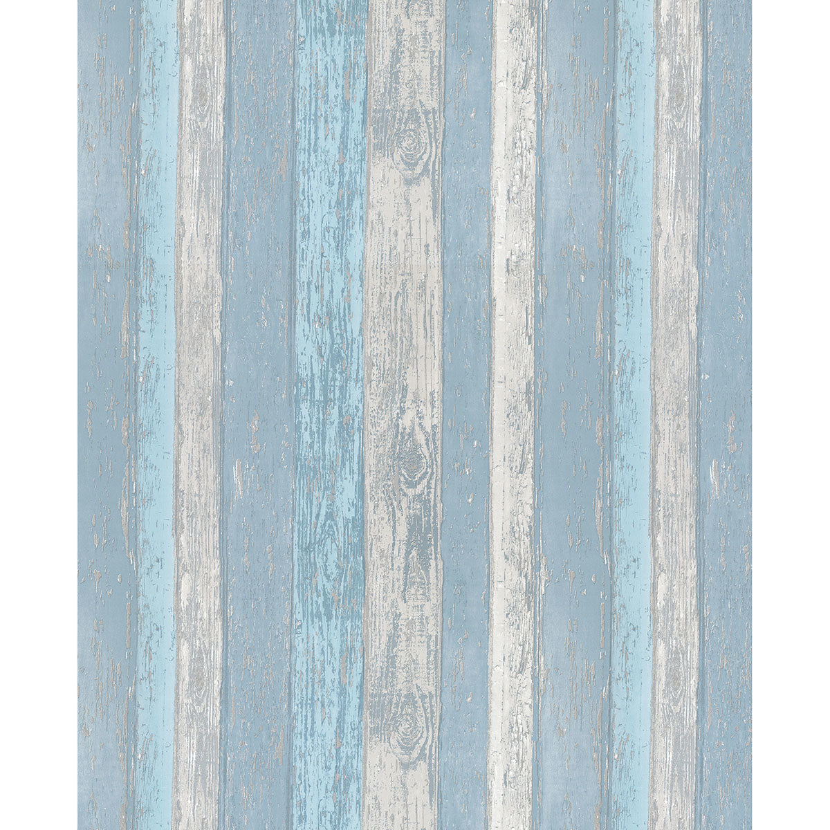 Cannon Blue Distressed Wood Wallpaper - Brewster Wallcovering