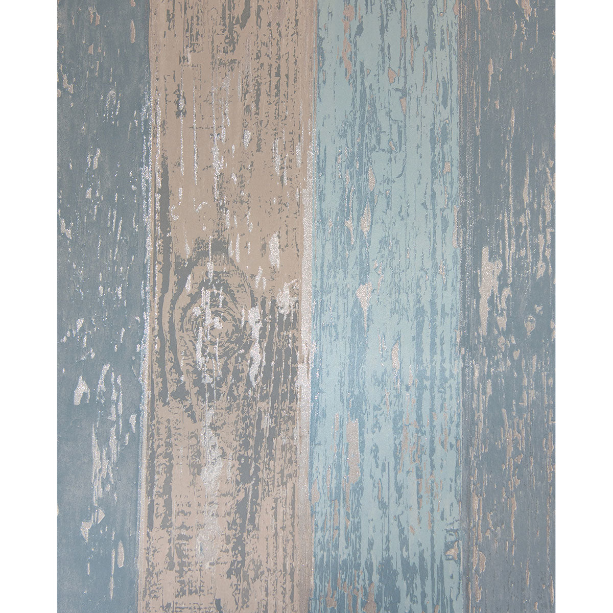 Cannon Blue Distressed Wood Wallpaper - Brewster Wallcovering