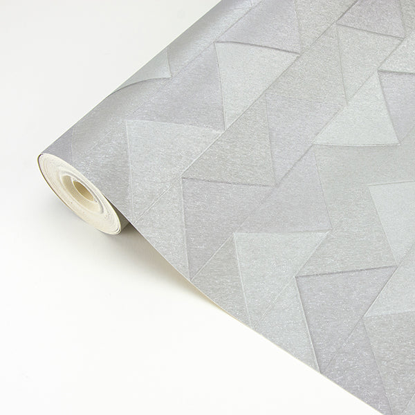 Matrix Grey Triangle Wallpaper - Brewster Wallcovering