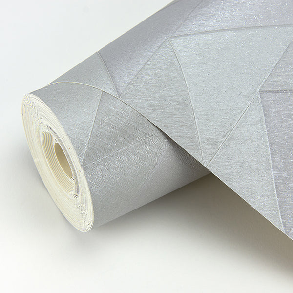 Matrix Grey Triangle Wallpaper - Brewster Wallcovering