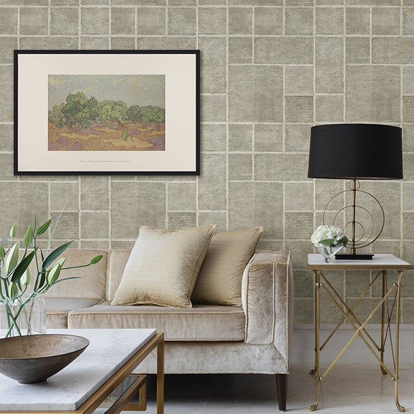 Ellison Taupe Geometric Wallpaper - Brewster Wallcovering