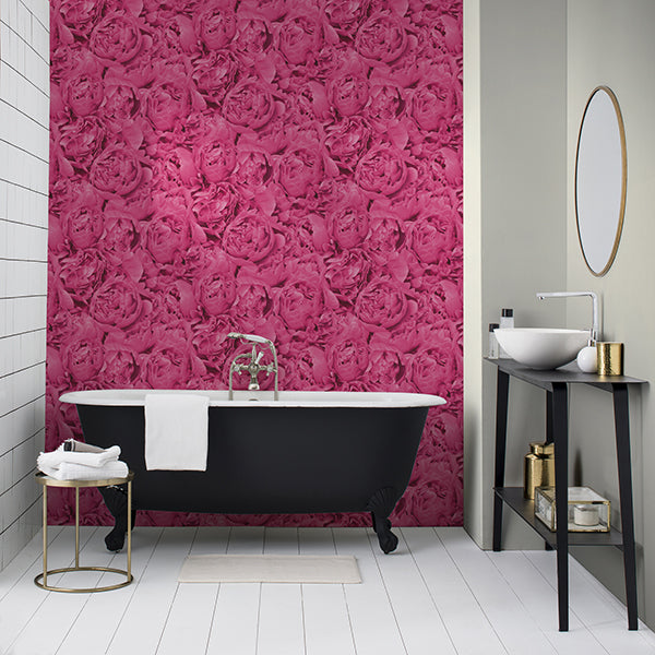 Rosenfield Pink Floral Wallpaper - Brewster Wallcovering