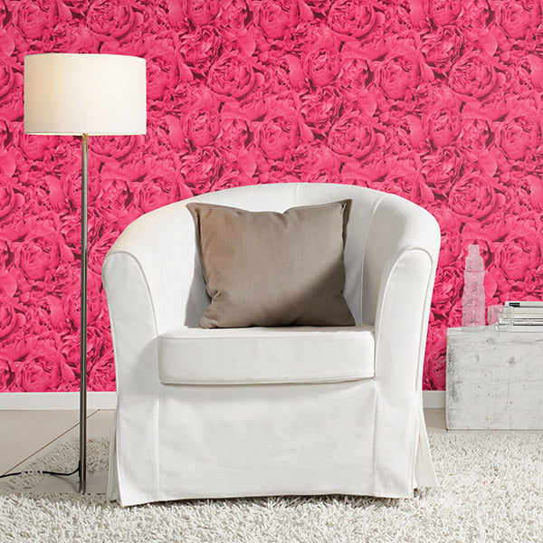 Rosenfield Pink Floral Wallpaper - Brewster Wallcovering