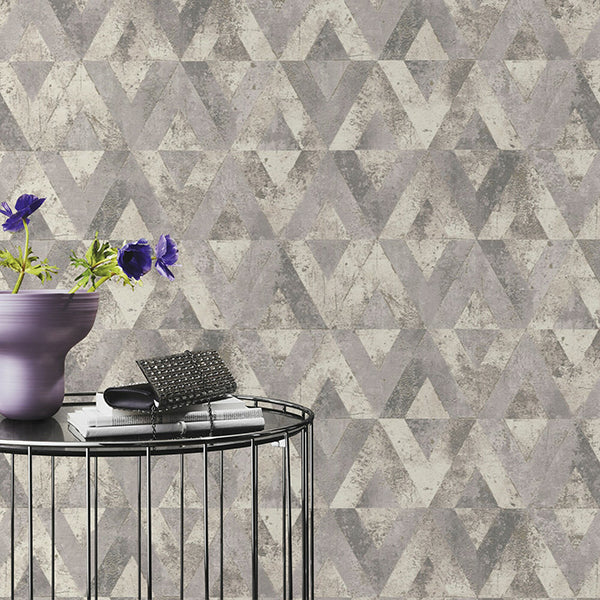 Shikhar Silver Geometric Wallpaper - Brewster Wallcovering