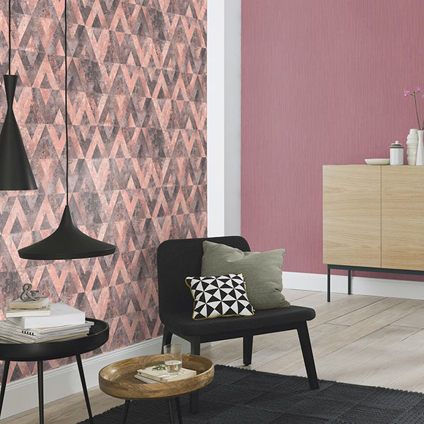 Shikhar Raspberry Geometric Wallpaper - Brewster Wallcovering