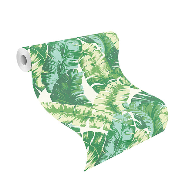 Pisang Green Palm Leaf Wallpaper - Brewster Wallcovering