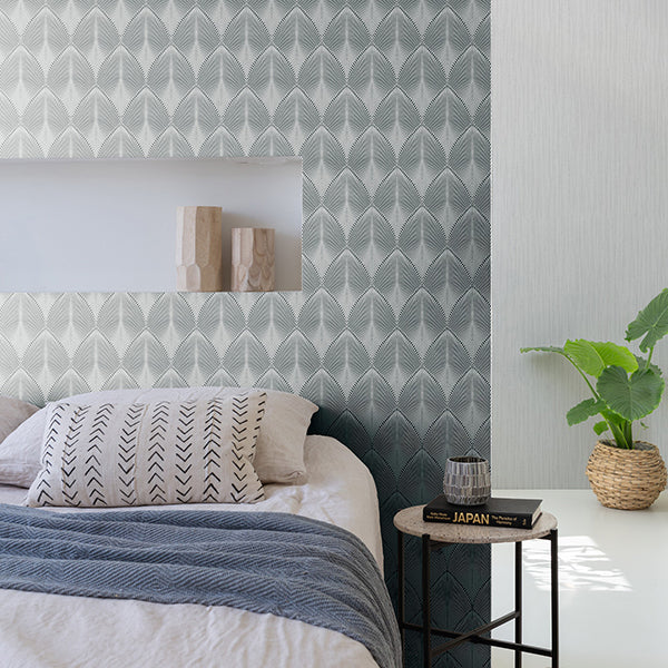 Tirsuli Grey Ogee Wallpaper - Brewster Wallcovering