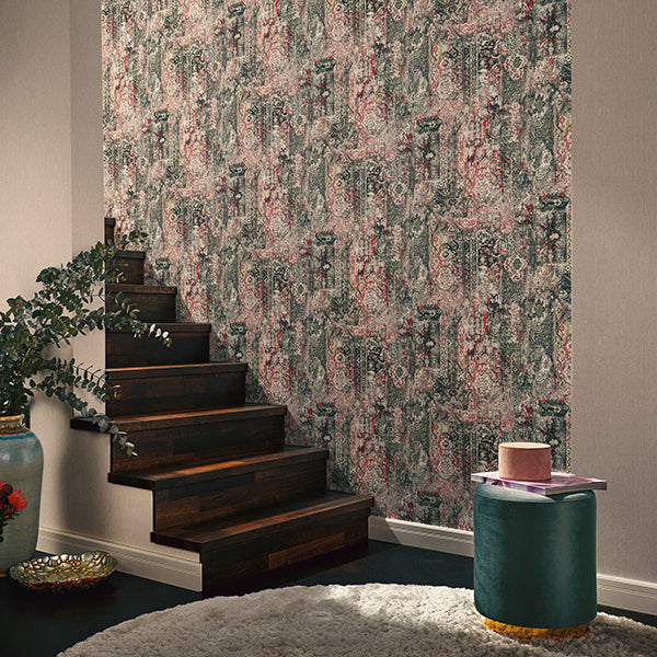 Hamadan Moss Textile Wallpaper - Brewster Wallcovering