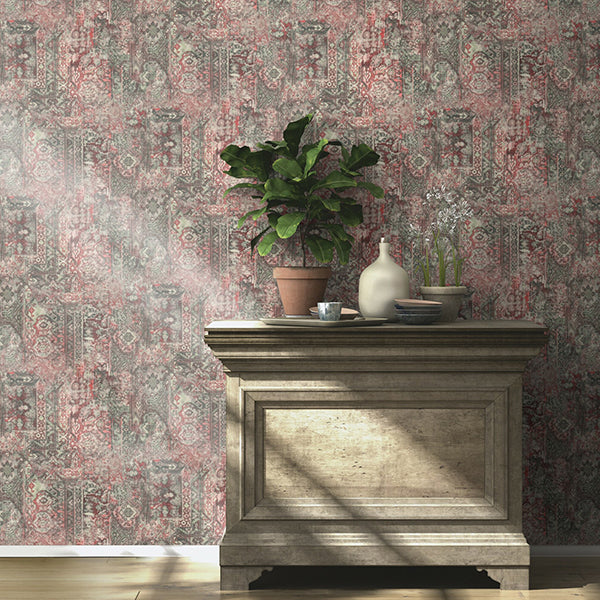 Hamadan Moss Textile Wallpaper - Brewster Wallcovering