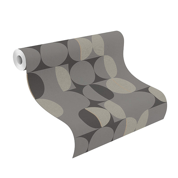 Cakara Grey Geometric Wallpaper - Brewster Wallcovering