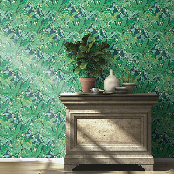 Manipur Green Jungle Canopy Wallpaper  | Brewster Wallcovering - The WorkRm