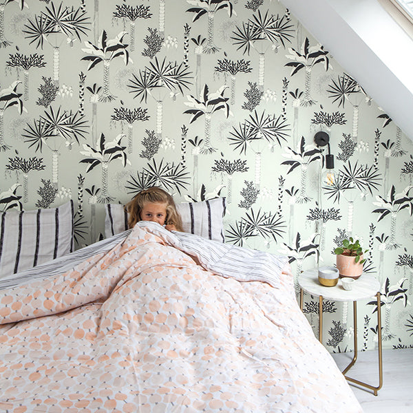 Sanjay Grey Tropical Grove Wallpaper  | Brewster Wallcovering - The WorkRm