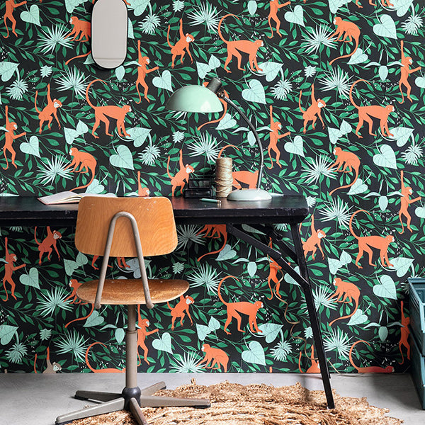 Langur Black Monkey Troop Wallpaper - Brewster Wallcovering