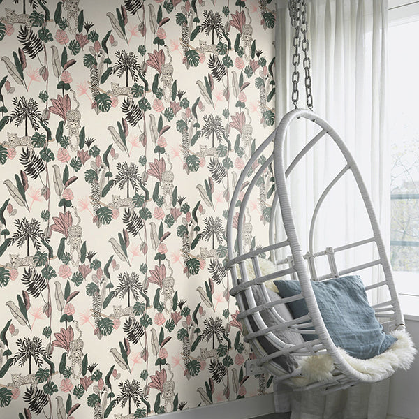 Tadoba Pink Jaguar Grove Wallpaper  | Brewster Wallcovering - The WorkRm