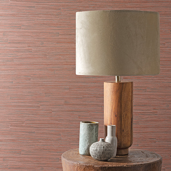 Cerise Red Ribbed Texture Wallpaper - Brewster Wallcovering