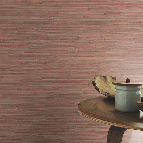 Cerise Red Ribbed Texture Wallpaper - Brewster Wallcovering