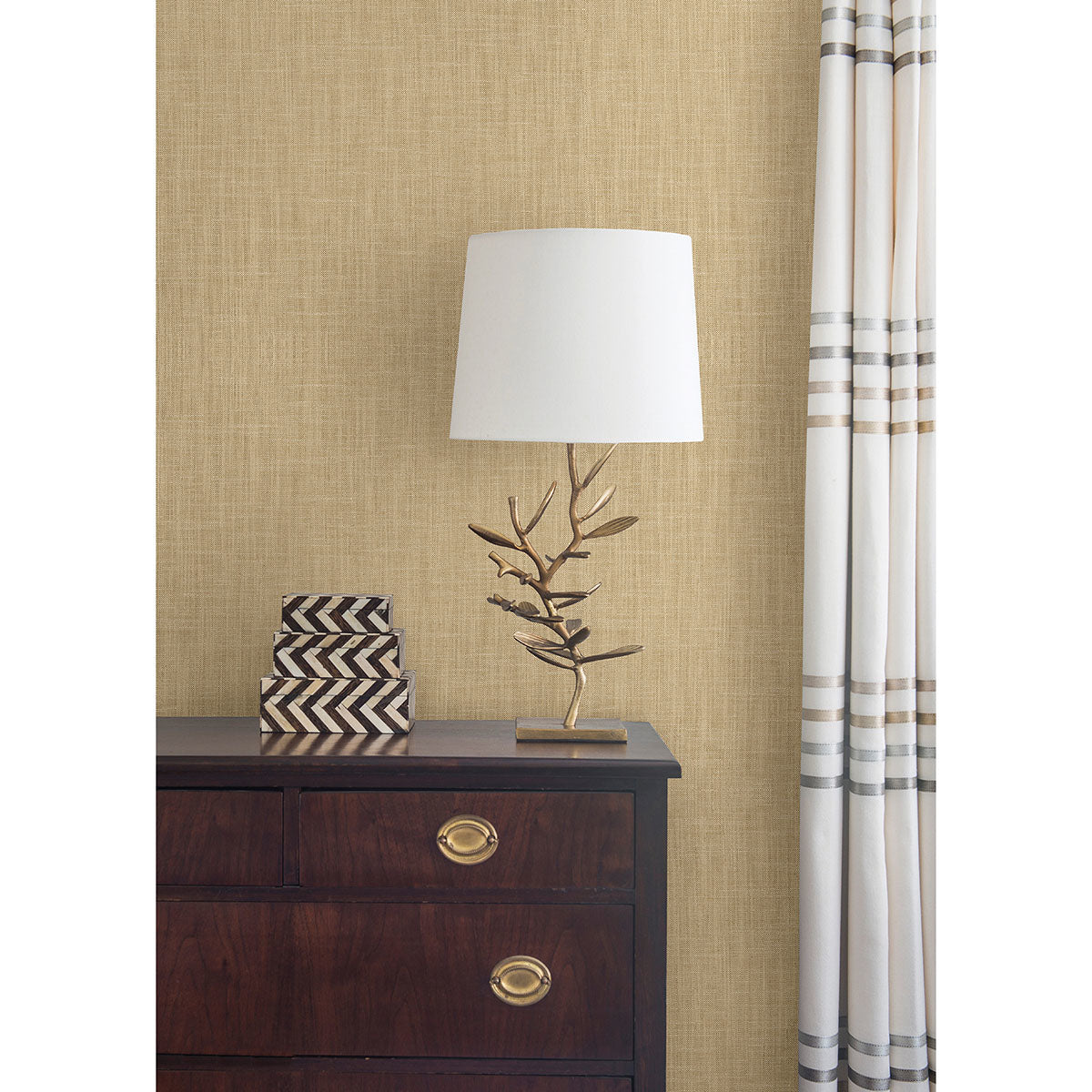 Julius Gold Natural Weave Texture Wallpaper  | Brewster Wallcovering - The WorkRm