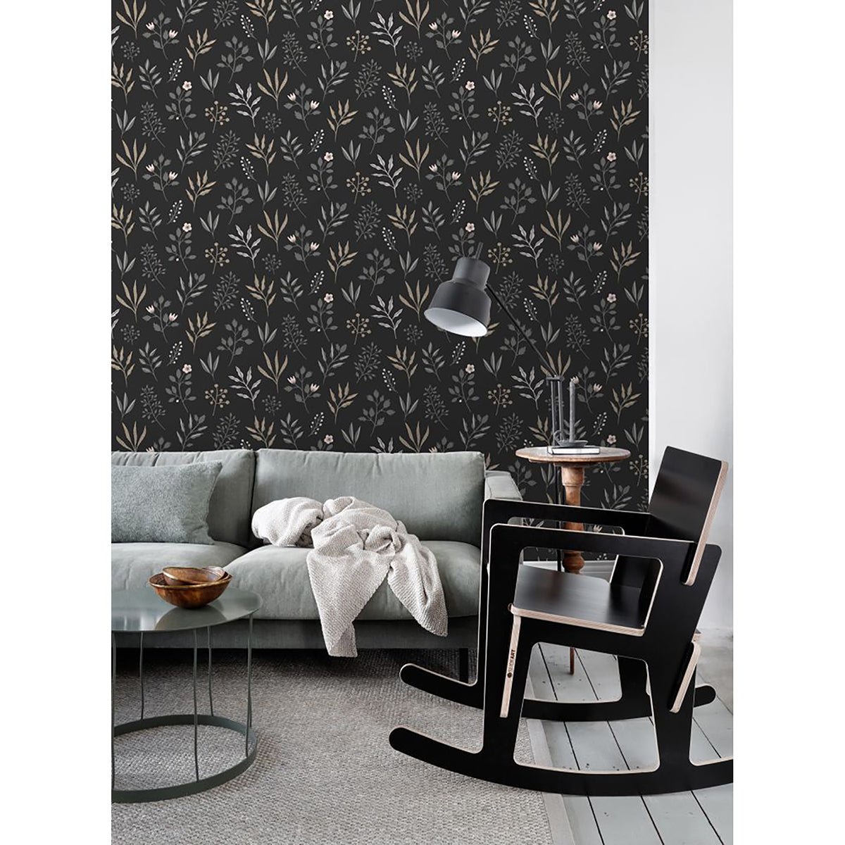 Cynara Charcoal Scandinavian Floral Wallpaper  | Brewster Wallcovering - The WorkRm