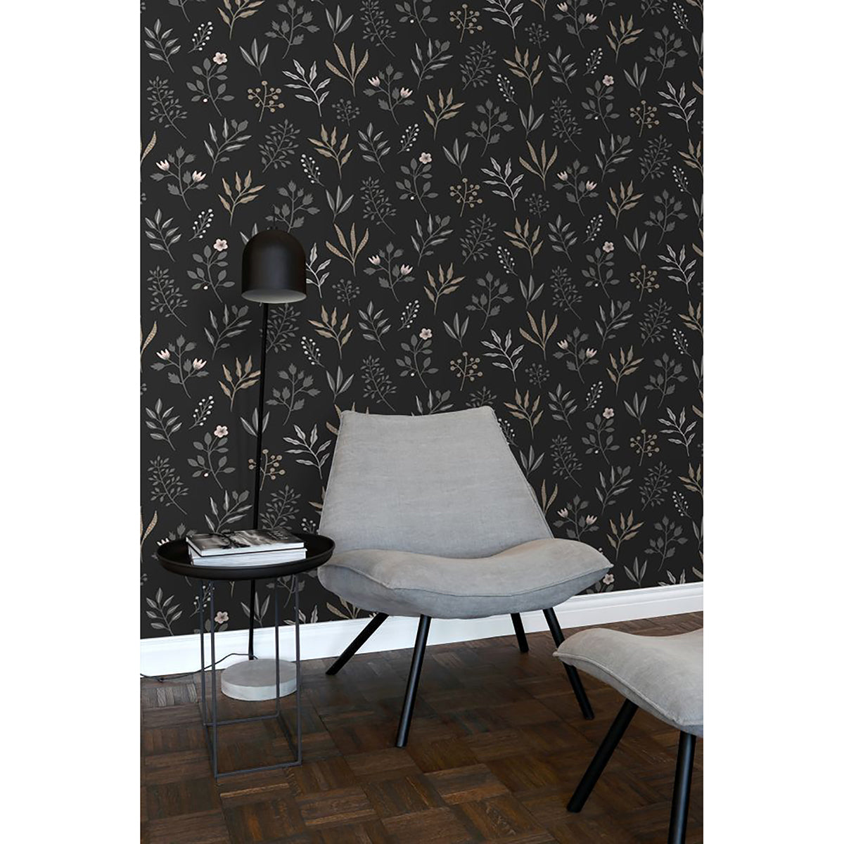 cynara-charcoal-scandinavian-floral-wallpaper-york-wallcoverings-dd139083 - York Wallcoverings Wallpaper