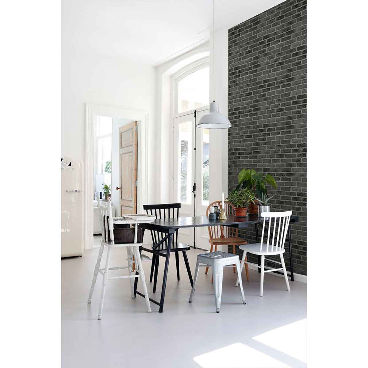 Burnham Black Brick Wall Wallpaper - York Wallcoverings - DD139138
