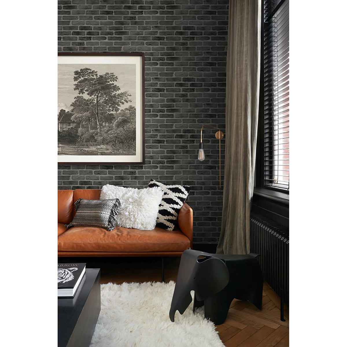 Burnham Black Brick Wall Wallpaper - York Wallcoverings - DD139138 - York Wallcoverings Wallpaper