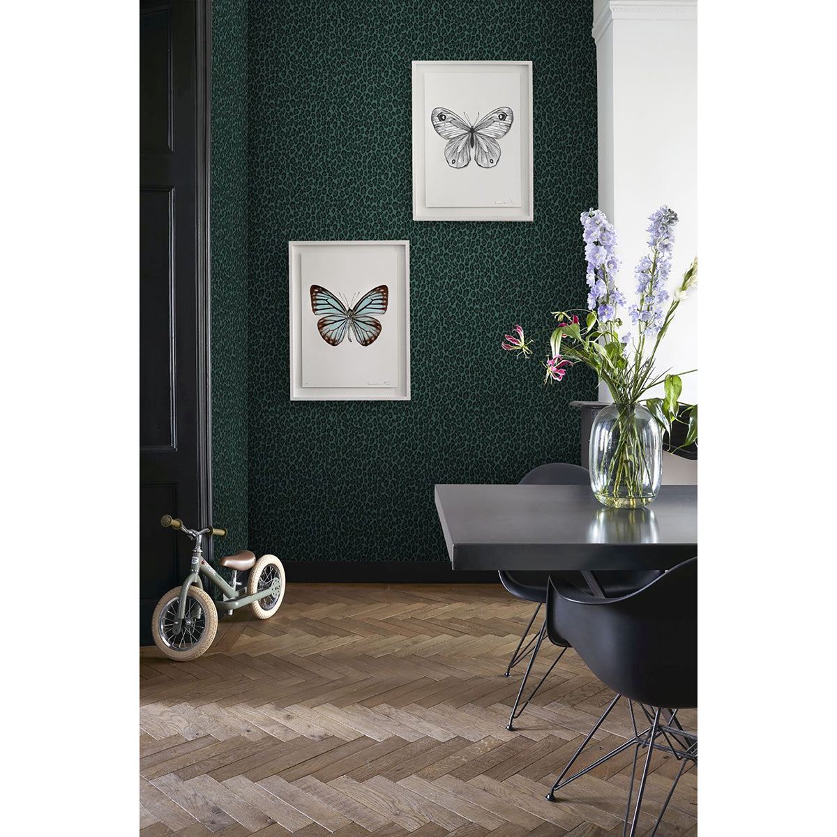 Cicely Green Leopard Skin Wallpaper - Brewster Wallcovering