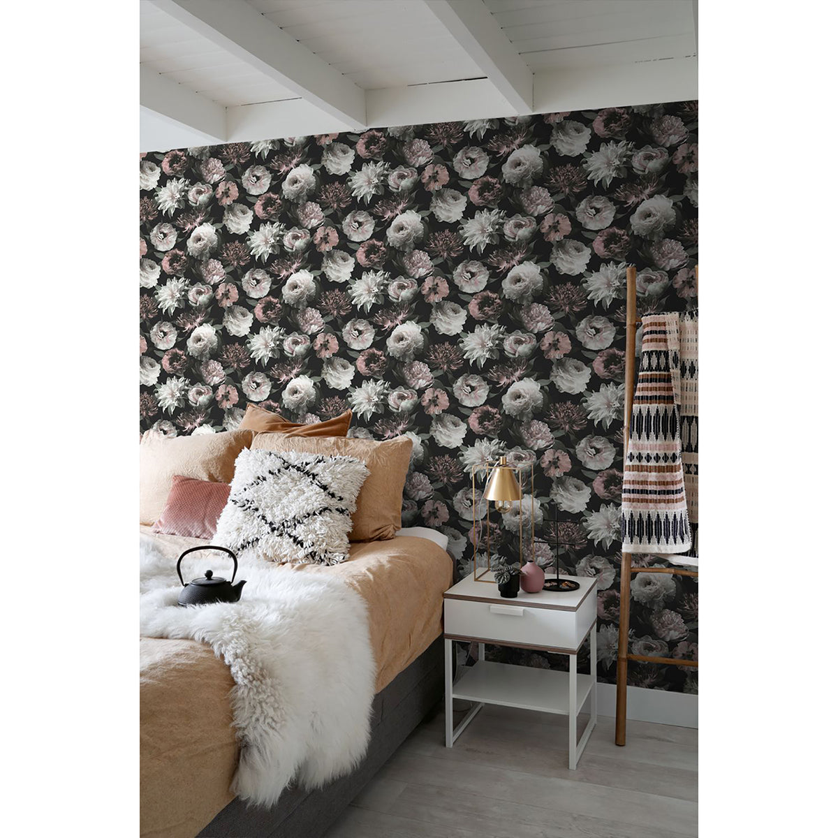 Contessa Blush Flowers Wallpaper  | Brewster Wallcovering