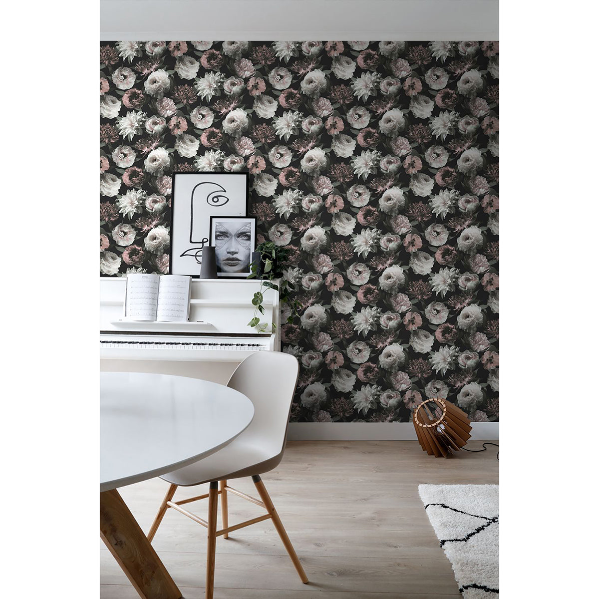 Contessa Blush Flowers Wallpaper  | Brewster Wallcovering