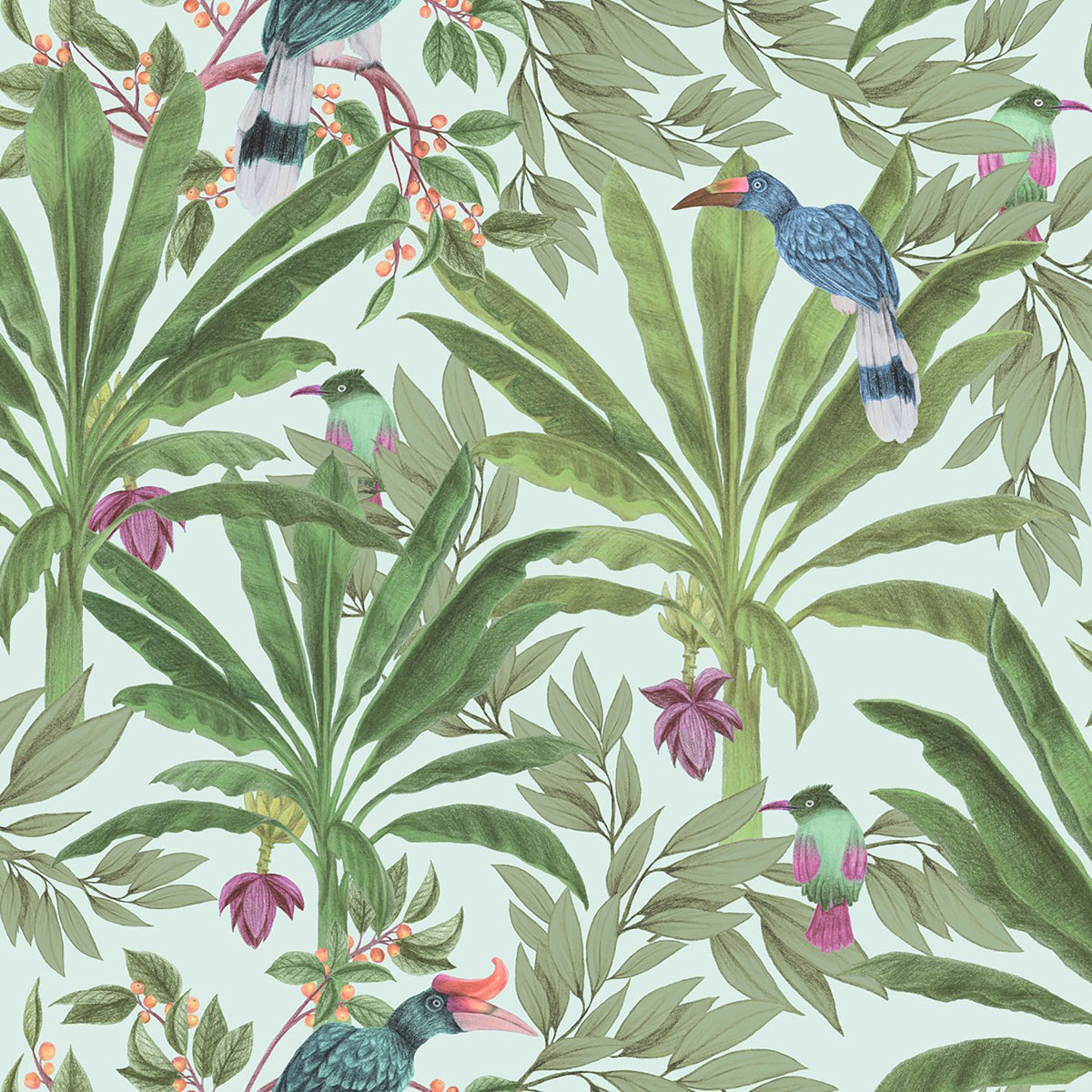 Brewster Wallcovering-Carola Green Jungle Tropics Wallpaper