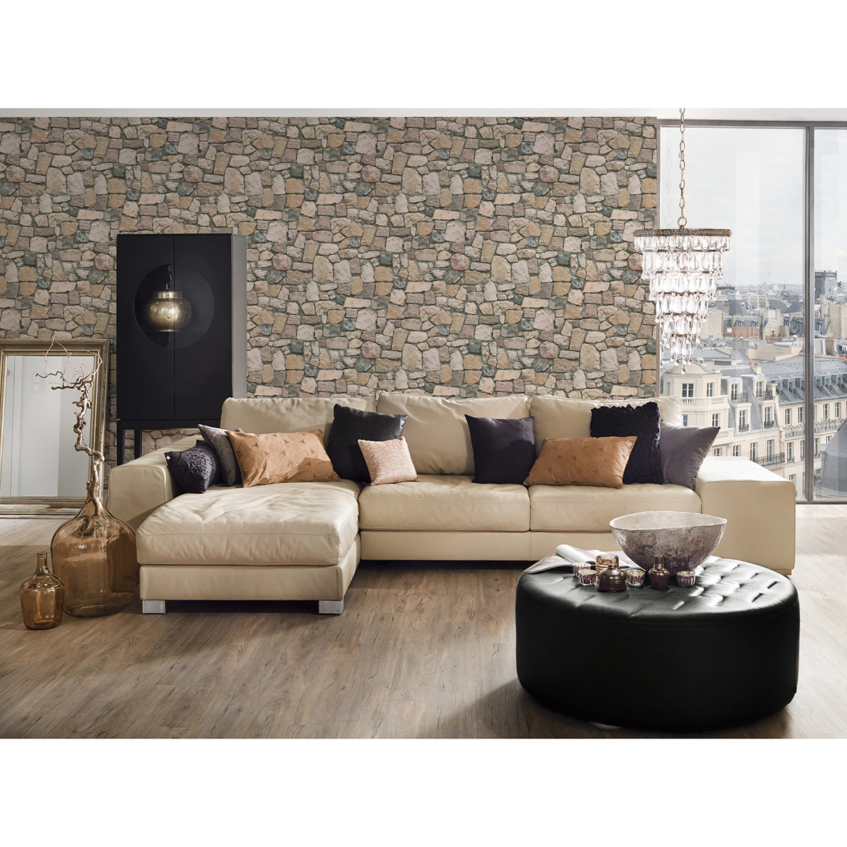 Morris Neutral Natural Stone Wallpaper  | Brewster Wallcovering - The WorkRm