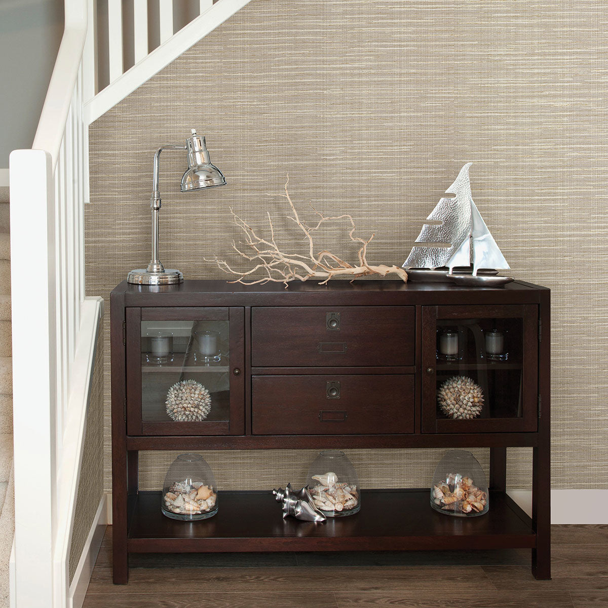 Bay Ridge Light Brown Faux Grasscloth Wallpaper  | Brewster Wallcovering - The WorkRm