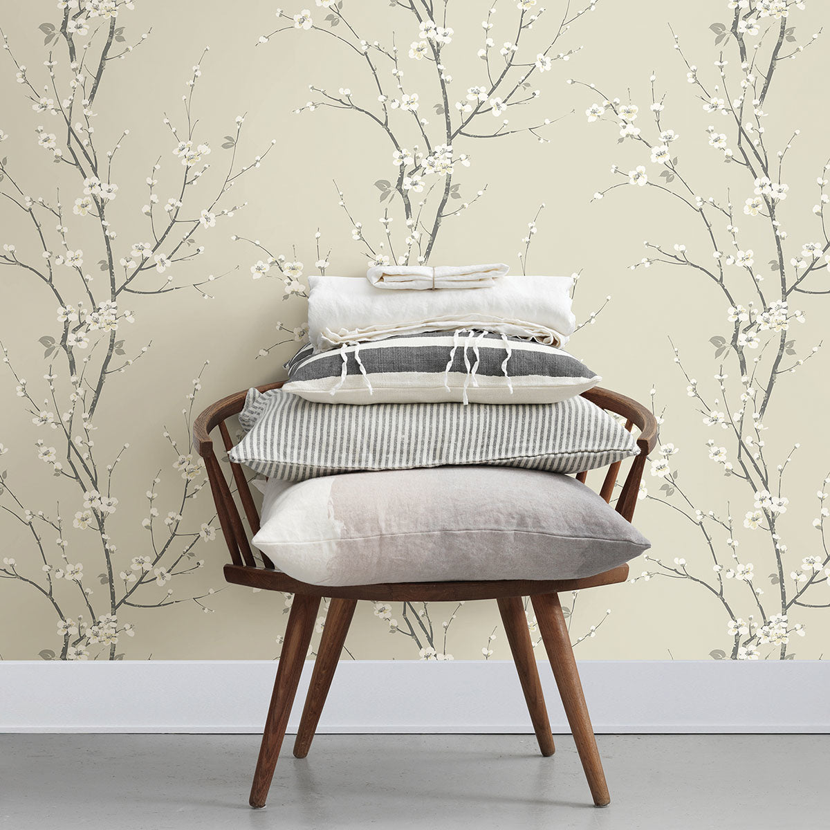 Monterey Ivory Floral Branch Wallpaper  | Brewster Wallcovering - The WorkRm