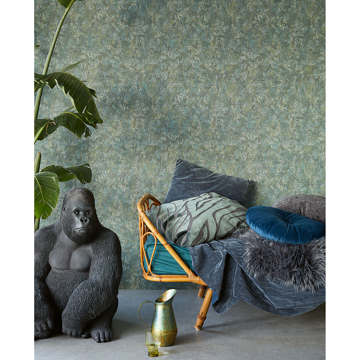 Viper Teal Snakeskin Wallpaper - Brewster Wallcovering