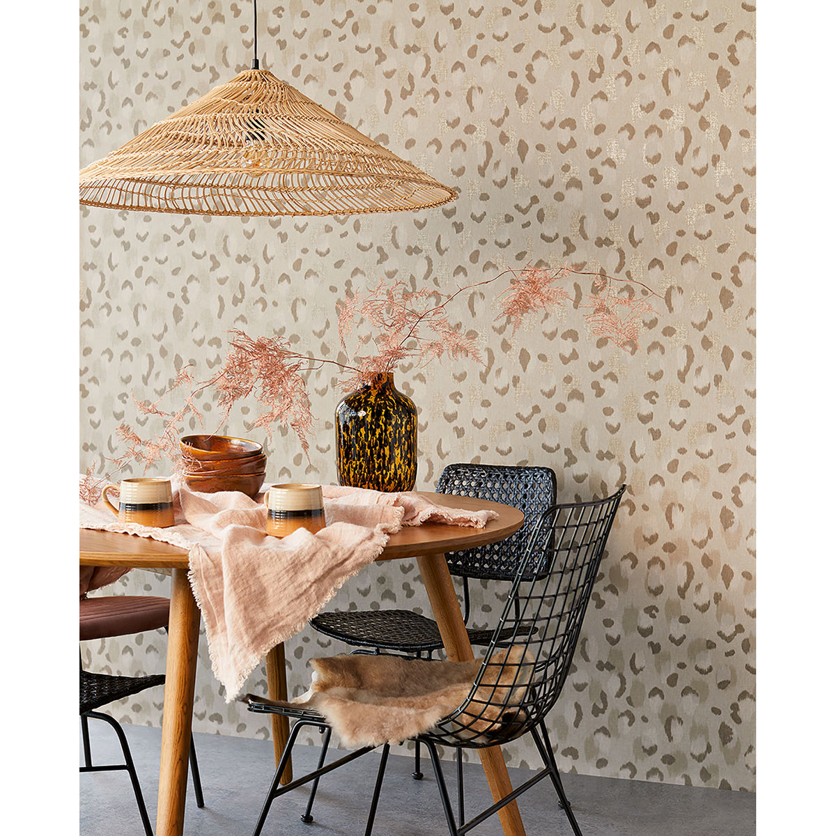 Javan Taupe Leopard Wallpaper  | Brewster Wallcovering - The WorkRm