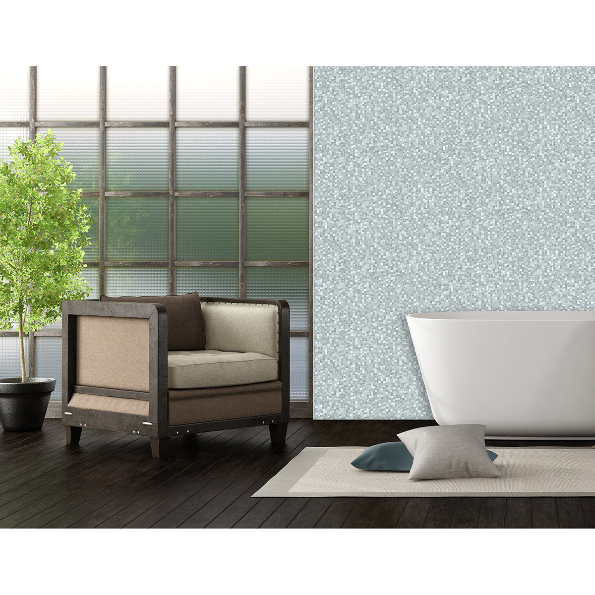 Ziggy Grey Stone Mosaic Wallpaper - Brewster Wallcovering