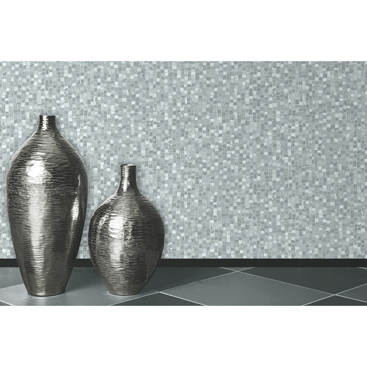 Ziggy Grey Stone Mosaic Wallpaper - Brewster Wallcovering