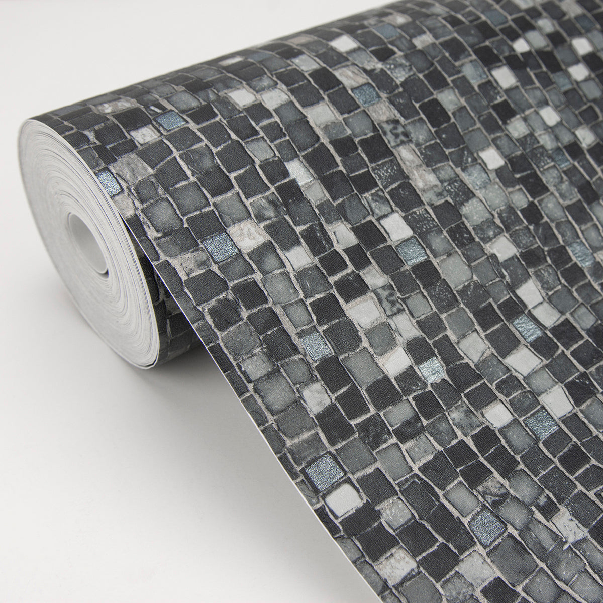 Ziggy Charcoal Stone Mosaic Wallpaper - Brewster Wallcovering