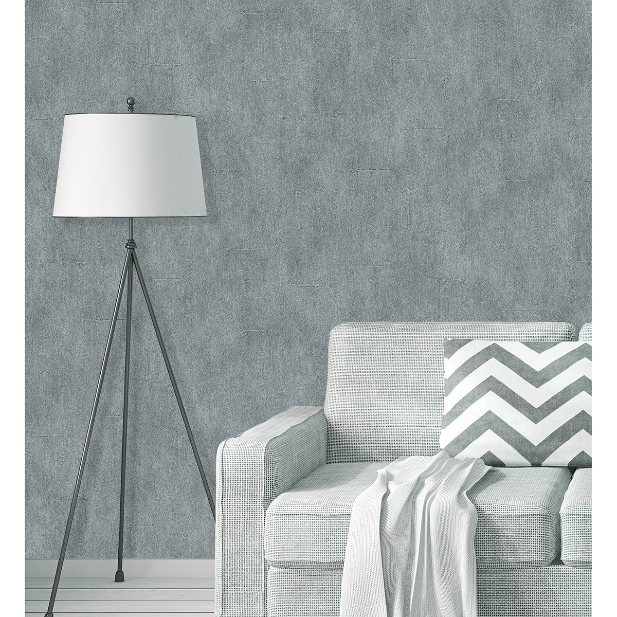 Trent Grey Woven Texture Wallpaper - Brewster Wallcovering