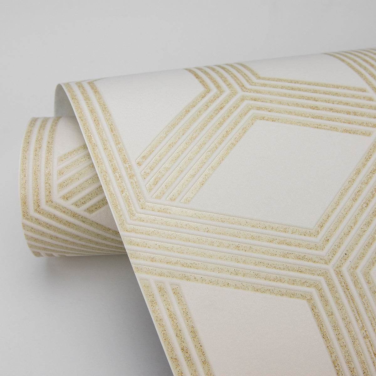 Xander Cream Glam Geometric Wallpaper  | Brewster Wallcovering
