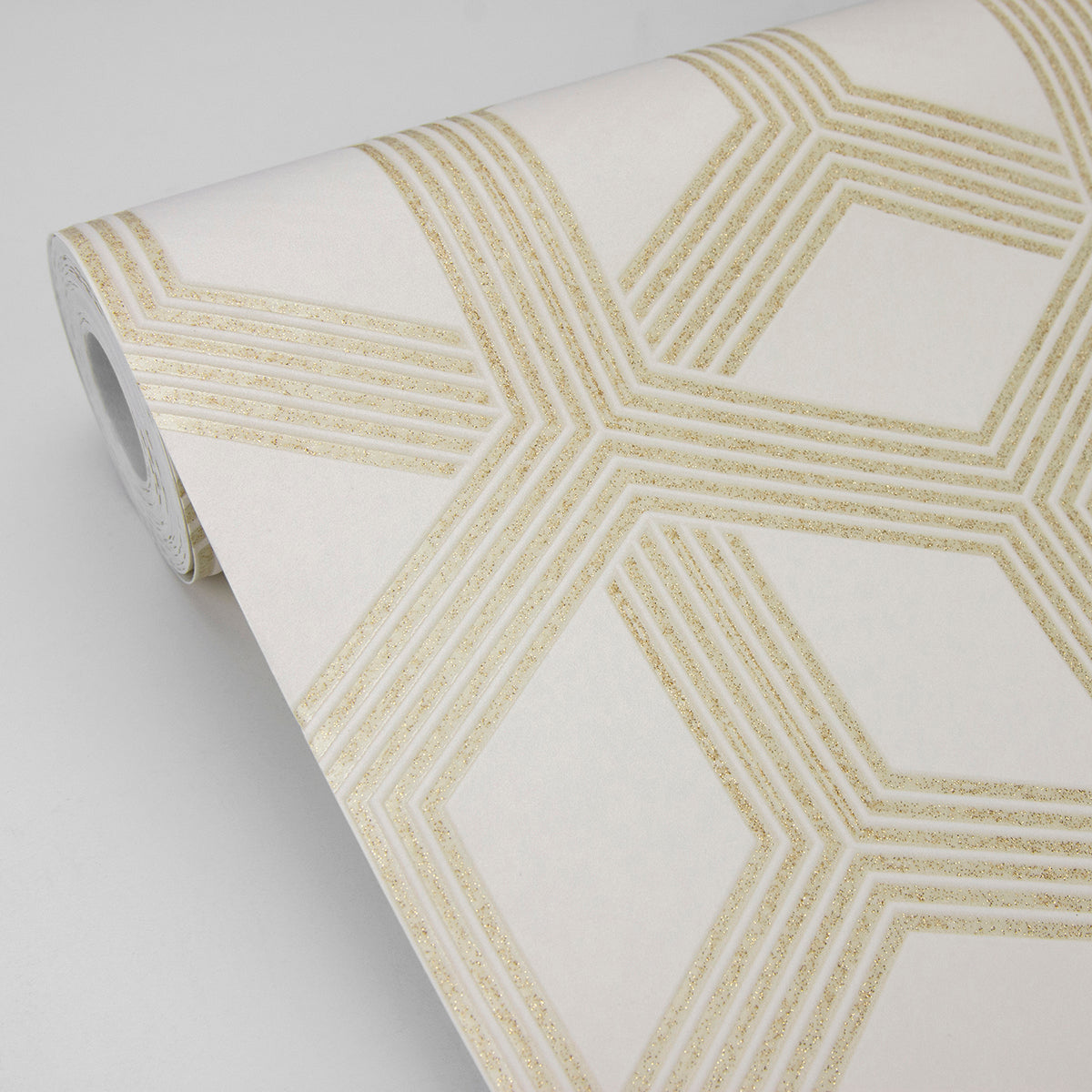 Xander Cream Glam Geometric Wallpaper  | Brewster Wallcovering