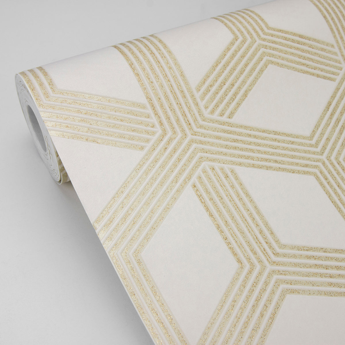 Xander Cream Glam Geometric Wallpaper - Brewster Wallcovering