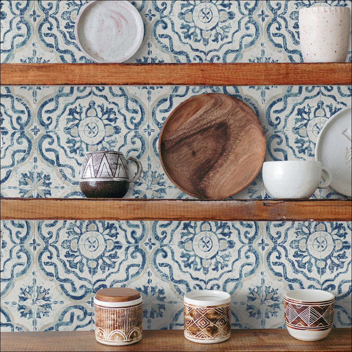 Talavera Tile Peel and Stick Wallpaper - Brewster Wallcovering