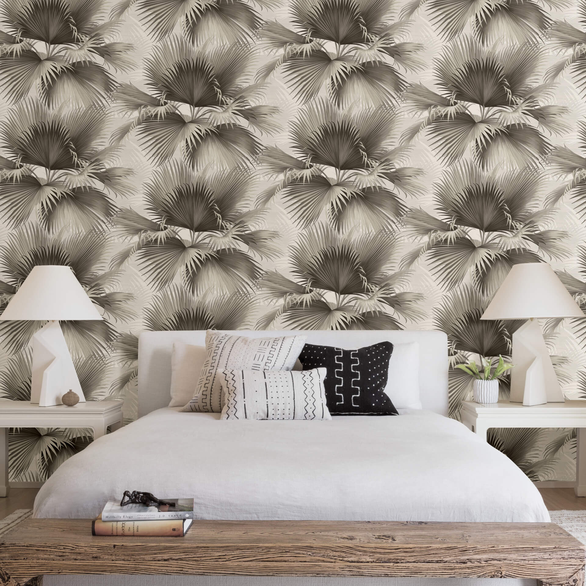 Summer Palm Charcoal Tropical Wallpaper - York Wallcoverings - 2927-40100 - York Wallcoverings Wallpaper
