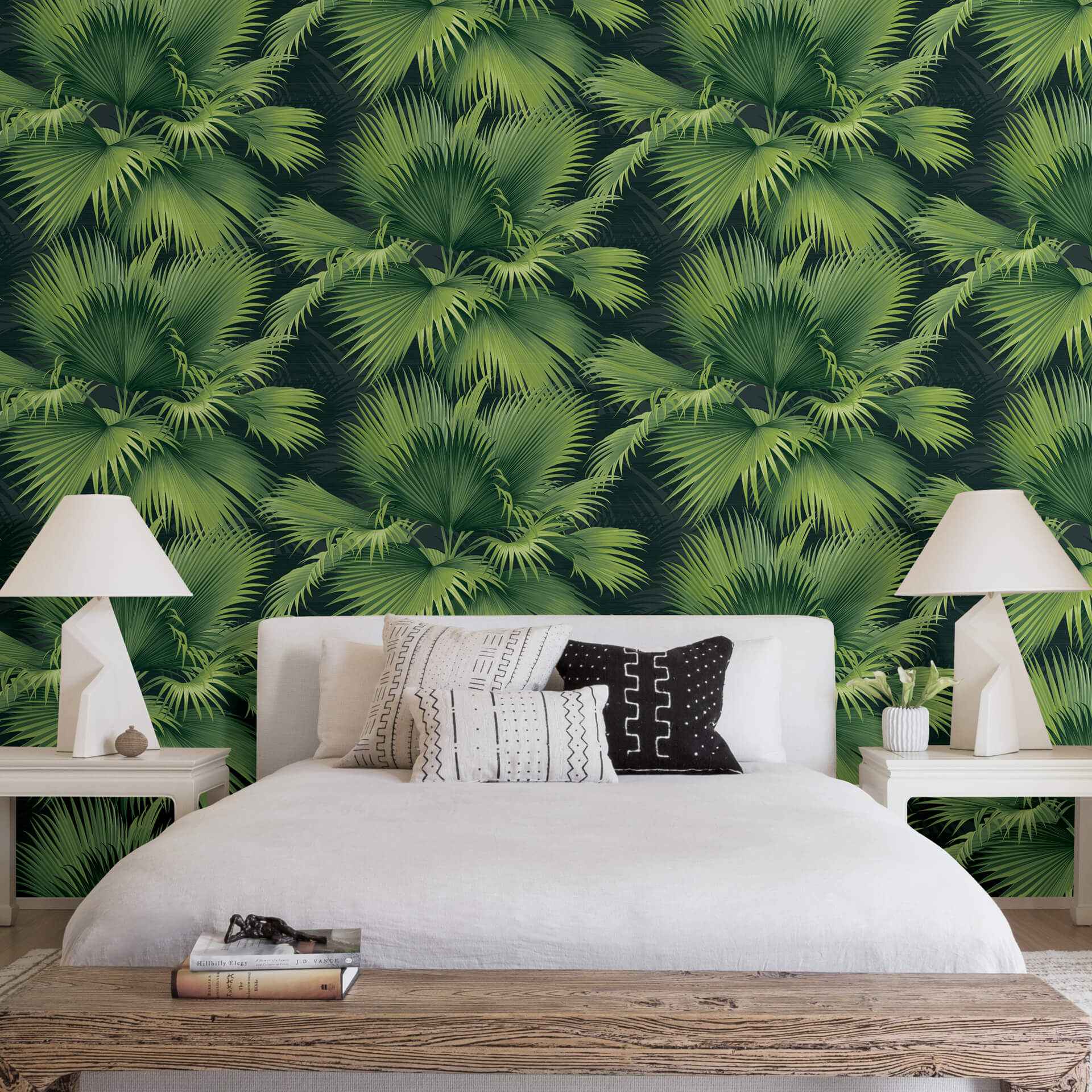 Summer Palm Dark Green Tropical Wallpaper - York Wallcoverings - 2927-40104 - York Wallcoverings Wallpaper