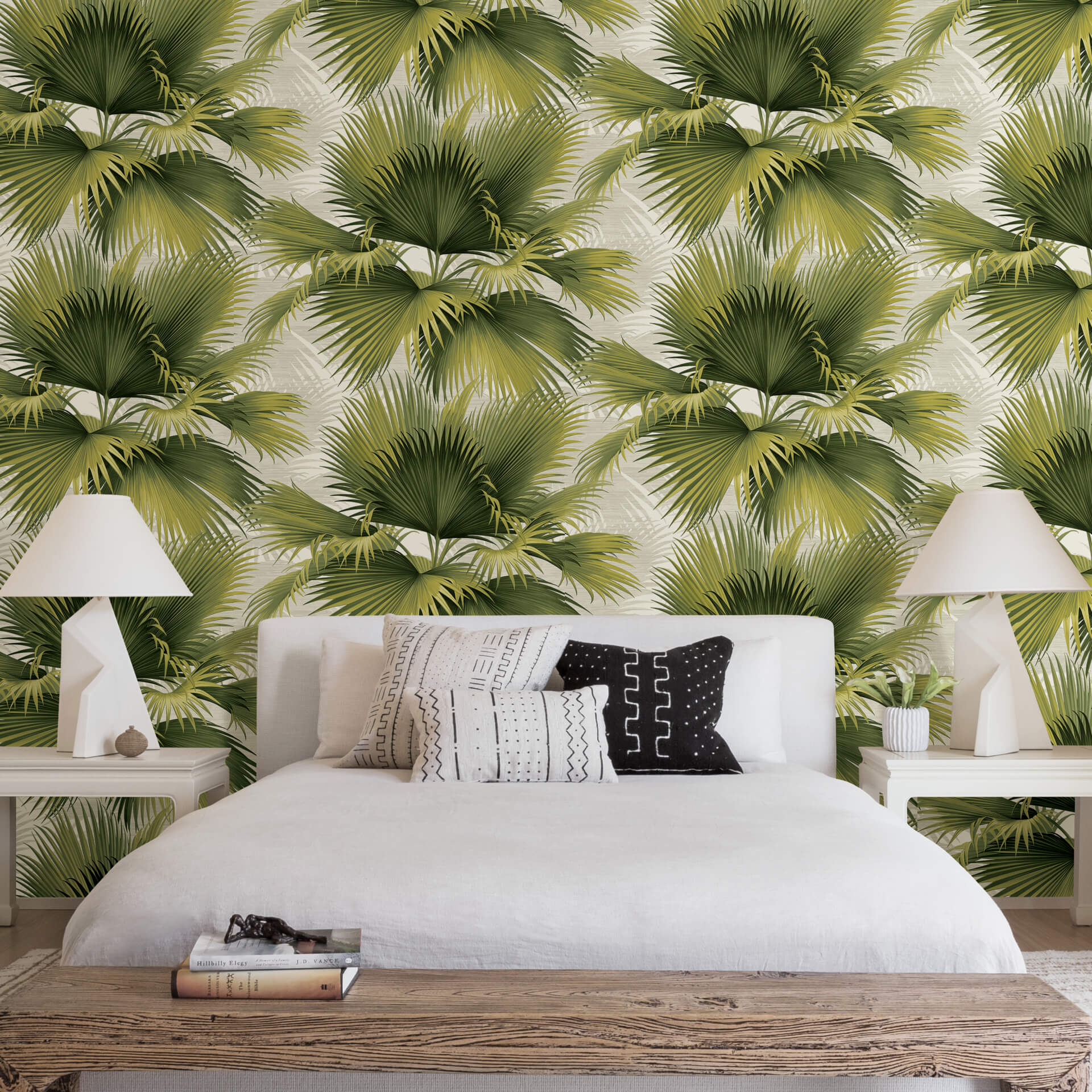 Summer Palm Green Tropical Wallpaper - York Wallcoverings - 2927-40114 - York Wallcoverings Wallpaper