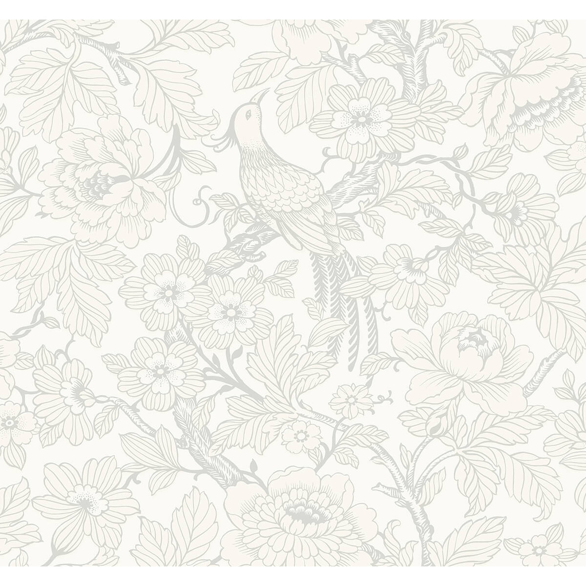 Beaufort Dove Peony Chinoiserie Wallpaper - York Wallcoverings - 2927-80400